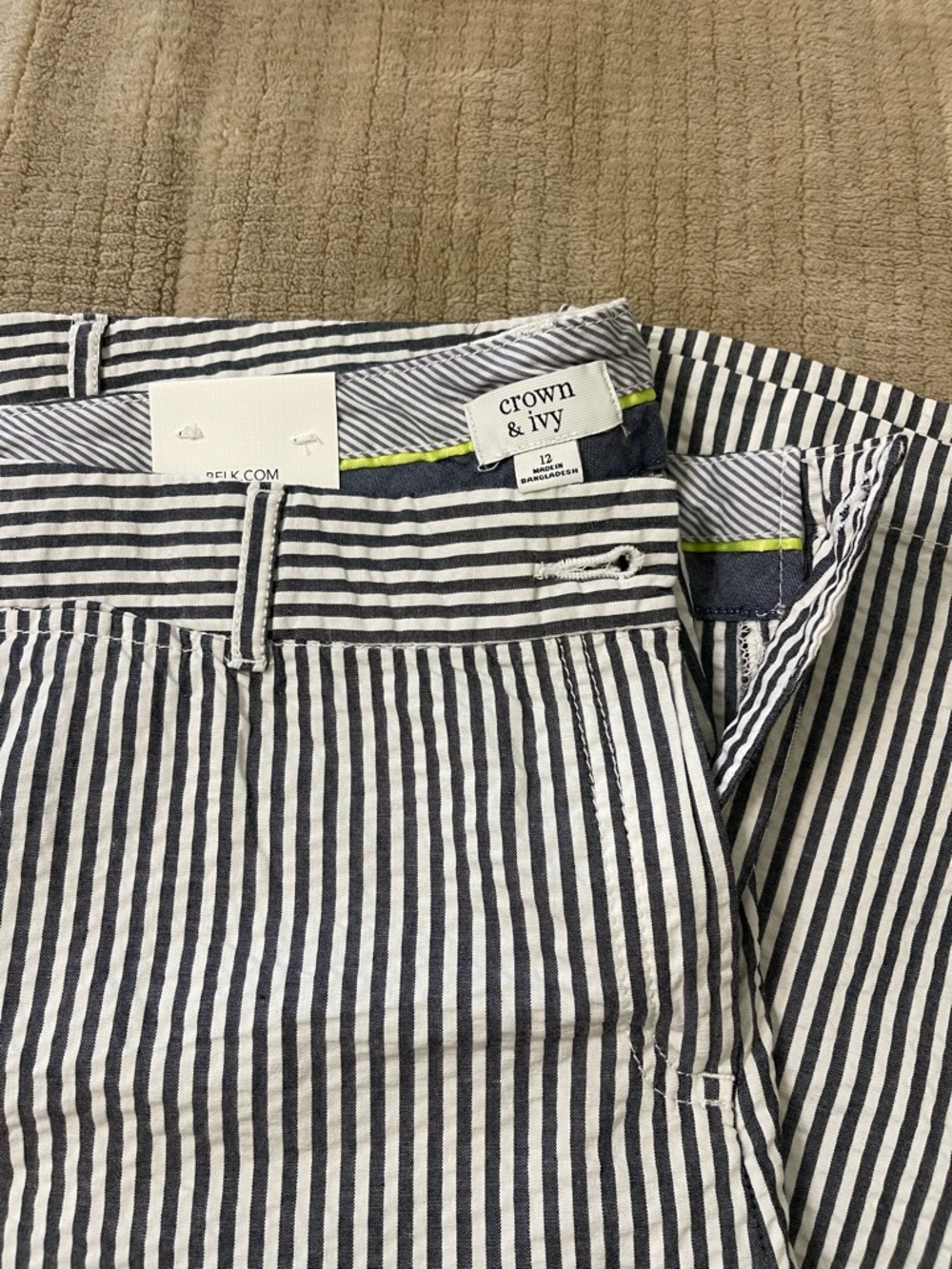 crown & ivy Navy and White Seersucker